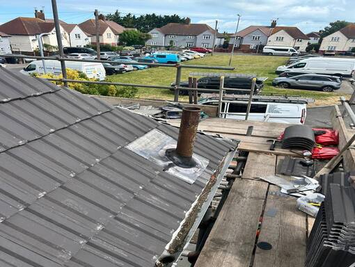 Dereham Roofing Services 18 This is a photo of a roof installation being carried out in Dereham. Installation carried out by Dereham Roofing Services